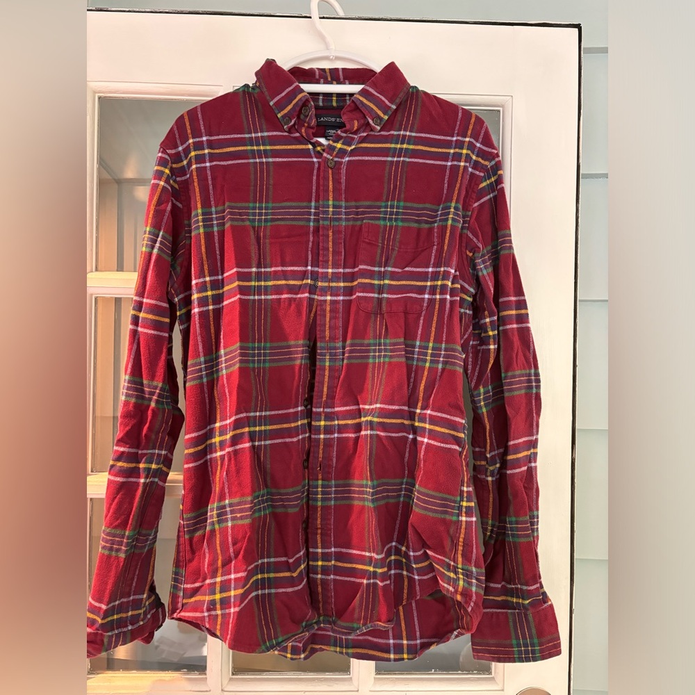 Lands End Plaid Flannel Shirt size M/L